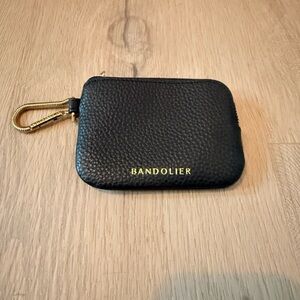 Bandolier Black Textured Key Zip Pouch with Gold Accents